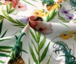 Watercolor Pineapple Patterned Sofa Fabric on White Background - Image 5