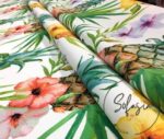 Watercolor Pineapple Patterned Sofa Fabric on White Background - Image 6