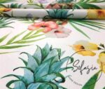 Watercolor Pineapple Patterned Sofa Fabric on White Background - Image 7