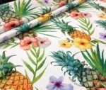 Watercolor Pineapple Patterned Sofa Fabric on White Background - Image 8