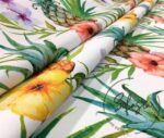 Watercolor Pineapple Patterned Sofa Fabric on White Background - Image 9