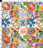 Watercolor Tile Patterned Background Curtain Fabric - Image 3