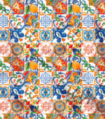Watercolor Tile Patterned Background Curtain Fabric