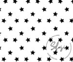 White Background Black Star Fabric