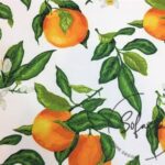 White Background Orange Patterned Sofa Fabric