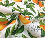 White Background Orange Patterned Sofa Fabric - Image 4