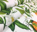 White Background Orange Patterned Sofa Fabric - Image 5