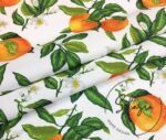 White Background Orange Patterned Sofa Fabric - Image 6