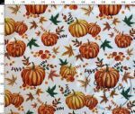 White Background Pumpkin Patterned Sofa and Curtain Fabric