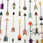 White Color Arrows Patterned Fabric