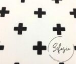 White Fabric with Black Plus Symbol Pattern - Image 3