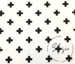 White Fabric with Black Plus Symbol Pattern