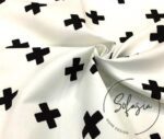 White Fabric with Black Plus Symbol Pattern - Image 4