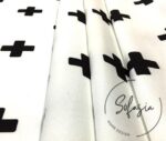 White Fabric with Black Plus Symbol Pattern - Image 8