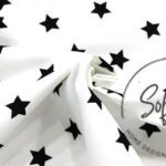White Fabric with Black Stars