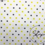 White Fabric with Yellow Gray Small Poles