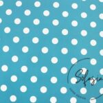 White Large Polka Dot Turquoise Fabric