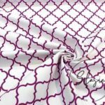 White Purple Moroccan Patterned Cushion Fabric
