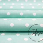 White Small Dot Mint Fabric (Curtain and Sofa Fabrics)