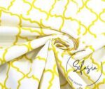White Yellow Moroccan Patterned Cushion Fabric - Image 3