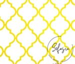 White Yellow Moroccan Patterned Cushion Fabric - Image 4