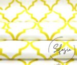 White Yellow Moroccan Patterned Cushion Fabric - Image 7