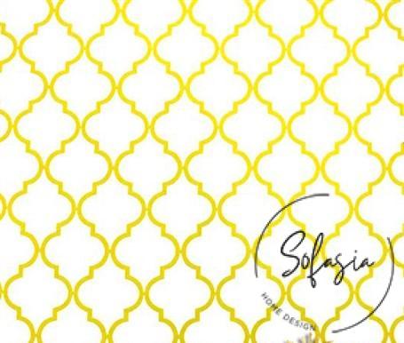 white-yellow-moroccan-patterned-cushion-fabric.jpg White Yellow Moroccan Patterned Cushion Fabric - Image 1
