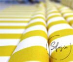 White Yellow Thick Striped Fabric - Image 4