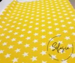 Yellow Background White Star Fabric