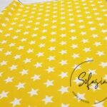Yellow Background White Star Fabric