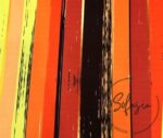 Yellow Black Orange Color Antique Striped Fabric