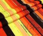 Yellow Black Orange Color Antique Striped Fabric - Image 4