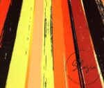 Yellow Black Orange Color Antique Striped Fabric - Image 5