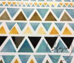 Yellow Blue Watercolor Triangles Patterned Fabric - Image 3