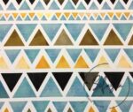 Yellow Blue Watercolor Triangles Patterned Fabric