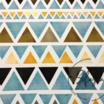 Yellow Blue Watercolor Triangles Patterned Fabric