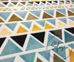 Yellow Blue Watercolor Triangles Patterned Fabric - Image 5