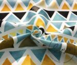 Yellow Blue Watercolor Triangles Patterned Fabric - Image 7