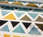 Yellow Blue Watercolor Triangles Patterned Fabric - Image 9