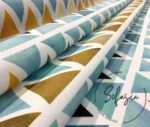 Yellow Blue Watercolor Triangles Patterned Fabric - Image 11