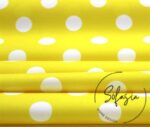 Yellow Color Fabric with White Polka Dots - Image 3