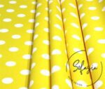 Yellow Color Fabric with White Polka Dots - Image 4