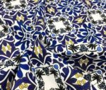 Yellow Navy Blue Tile Patterned Sofa Fabric - Image 5