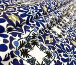 Yellow Navy Blue Tile Patterned Sofa Fabric - Image 7