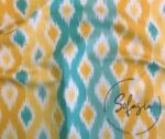 Yellow Turquoise Ikat Patterned Sofa Fabric - Image 4