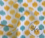 Yellow Turquoise Ikat Sofa Fabric - Image 3