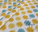 Yellow Turquoise Ikat Sofa Fabric - Image 4