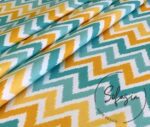 Yellow Turquoise Zigzag Sofa Fabric - Image 3
