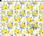 Yellow Watercolor Flower Patterned Sofa and Curtain Fabric