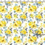 Yellow Watercolor Flower Patterned Sofa and Curtain Fabric
